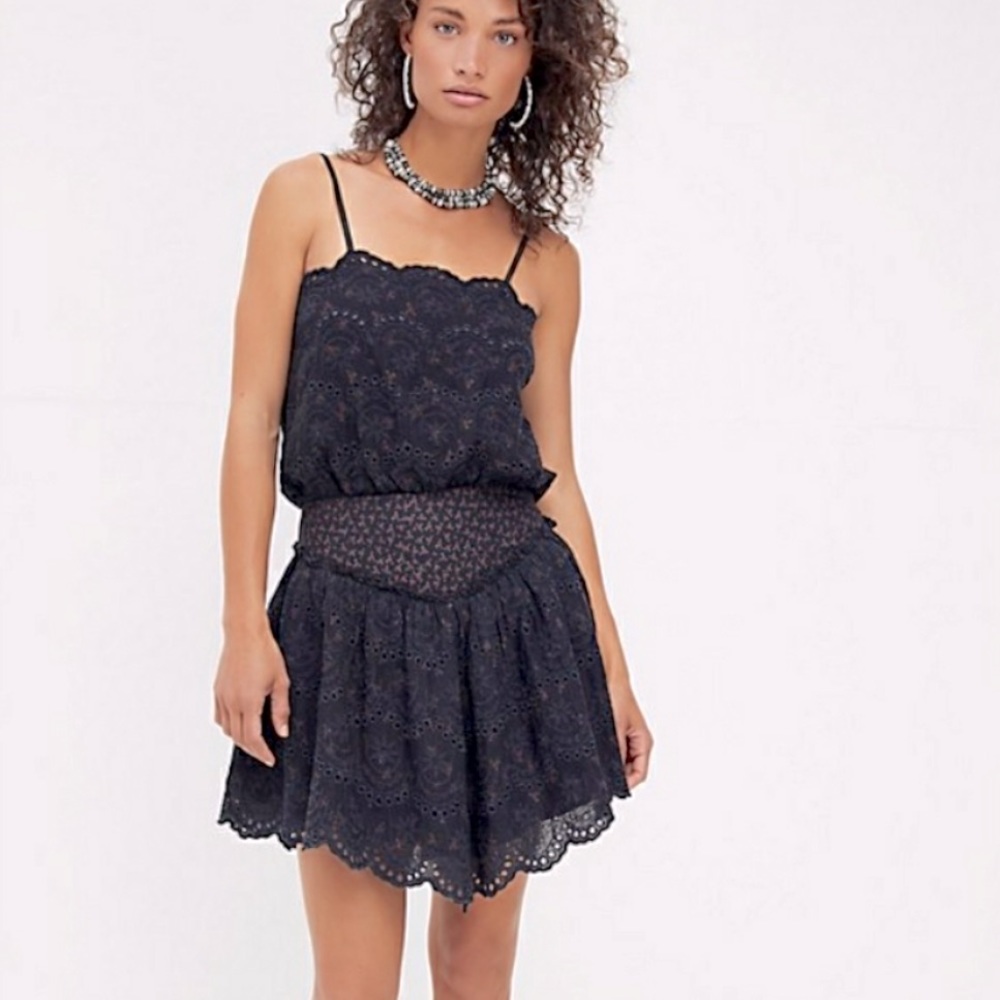 Free People Jillian Eyelet Bodysuit Set Black Small **NWOT**